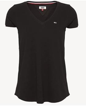 Tommy Jeans t-shirt TJW Soft Jersey V-NE czarny XXS Kolor czarny Rozmiar1 XXS
