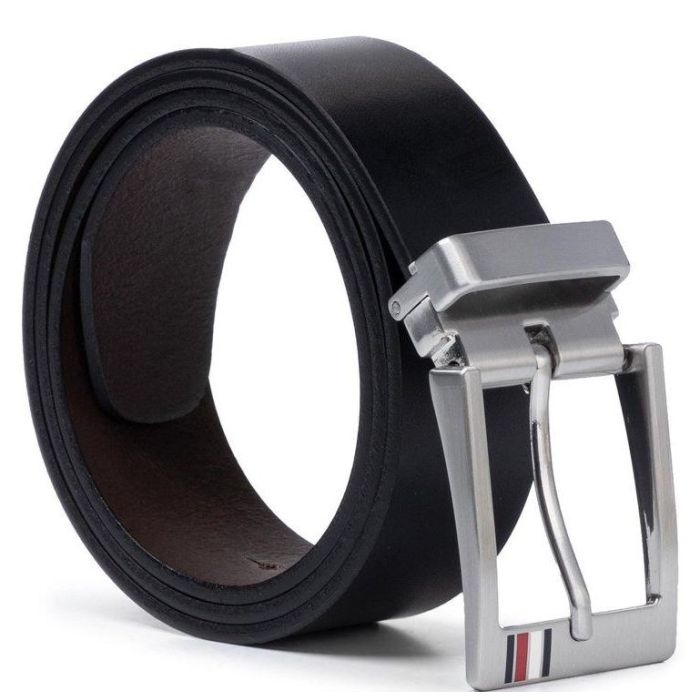 TH pasek Formal Double Buckle GiftB czarny 