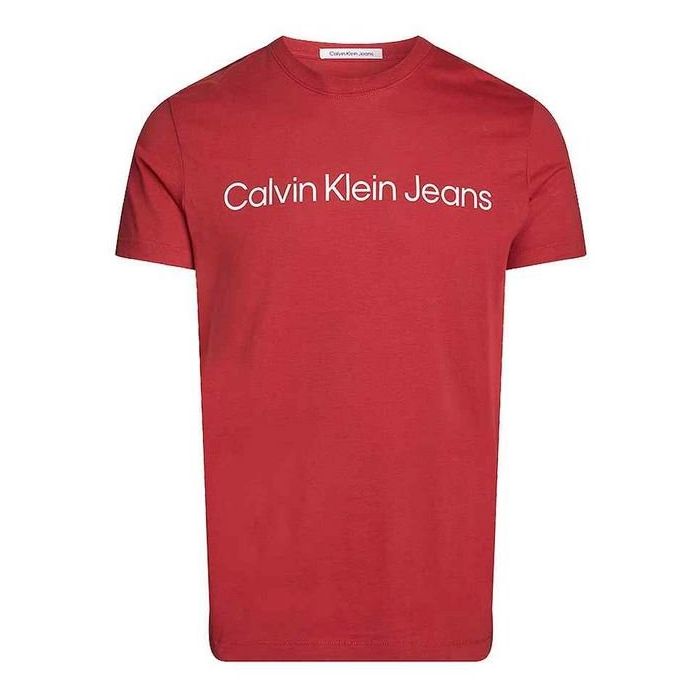 CKJ t-shirt J30J322344 XA0 bordowy