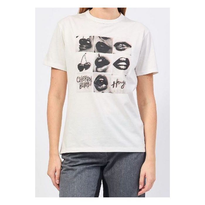 HU t-shirt 50524090 102 kremowy 